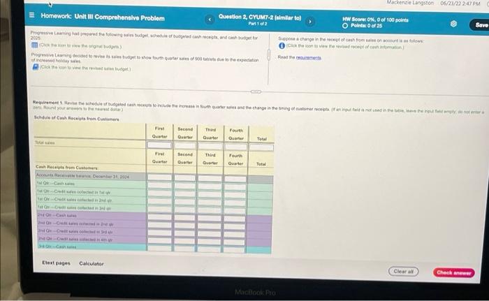 Please help with both requirements Homework: Unit III Comprehensive Problem Progressive Leaming