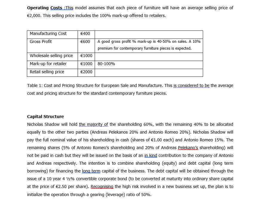 Can anyone solve this question? Operating costs : This model assumes that