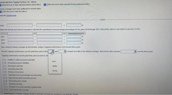 sidected barance sheet data) (CFik the kon bi vew selweted hopmen at