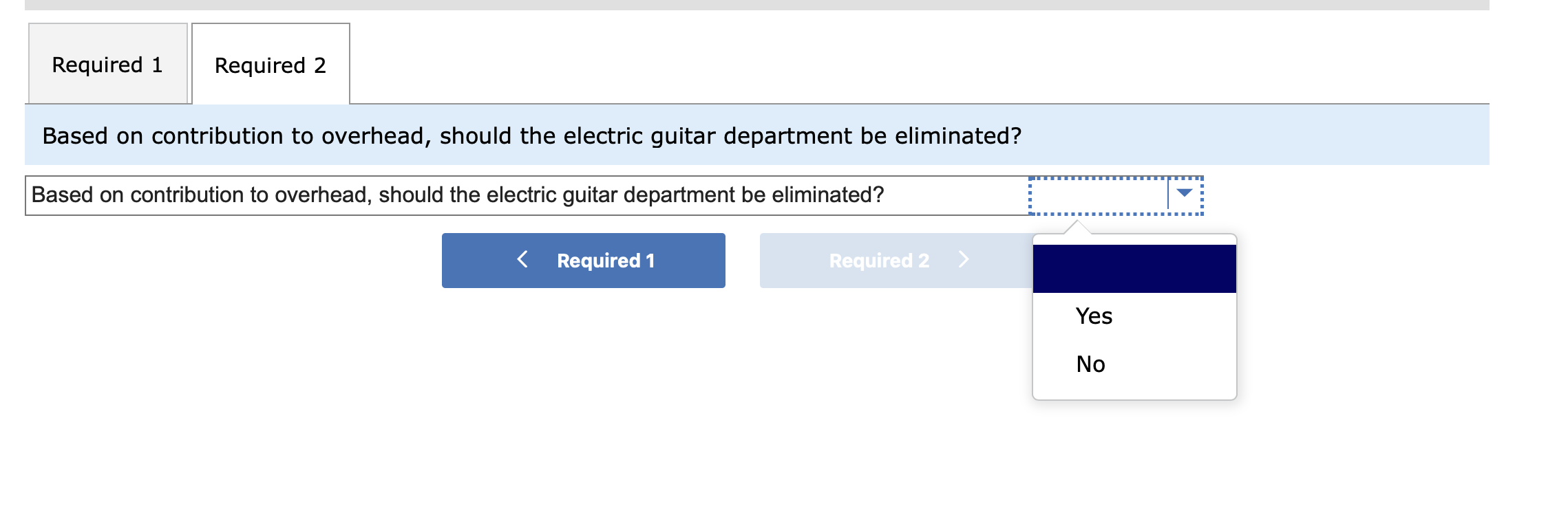 income statements for a guitar manufacturer. The company classifies advertising, rent, and