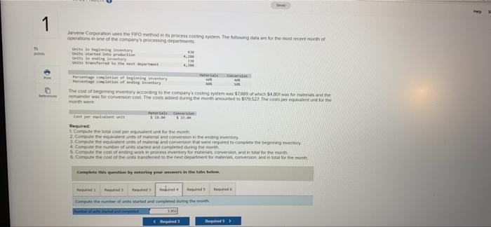 in process inventory for materials, conversion, and in total for the month.