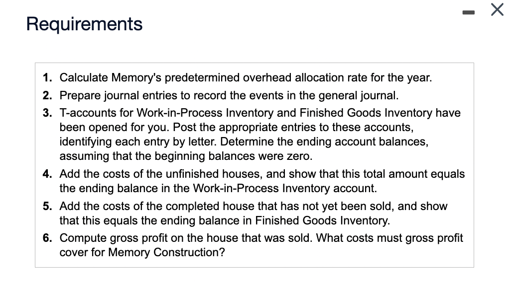 job order costing system in which each house is a job. Because