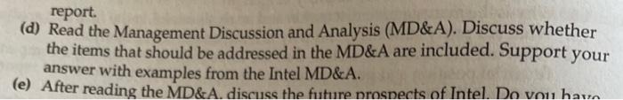 question dof the case 1.1 intel case study. items addressed in the