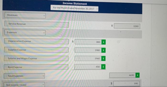 Accounts Receivable 1860 Nov. 12 Cash 3810 Service Revenue 3810 Nov. 15