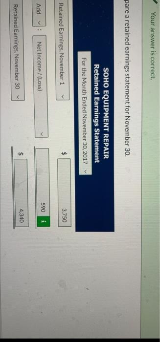 Equipment 3900 Accounts Payable 3900 Nov. 17 Supplies 1360 Accounts Payable 1360