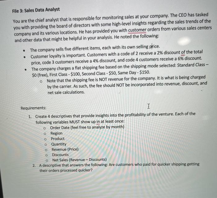 I need help creating descriptives (pivot tables, graphs, etc.), for this data.