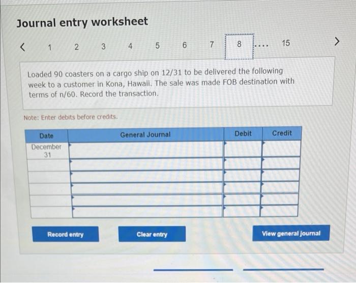 entry worksheet .... Paid employees $490 on 12/23, of which $250 related