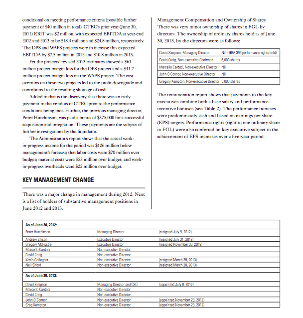 information, draw some conclusions as to the actions of directors and key