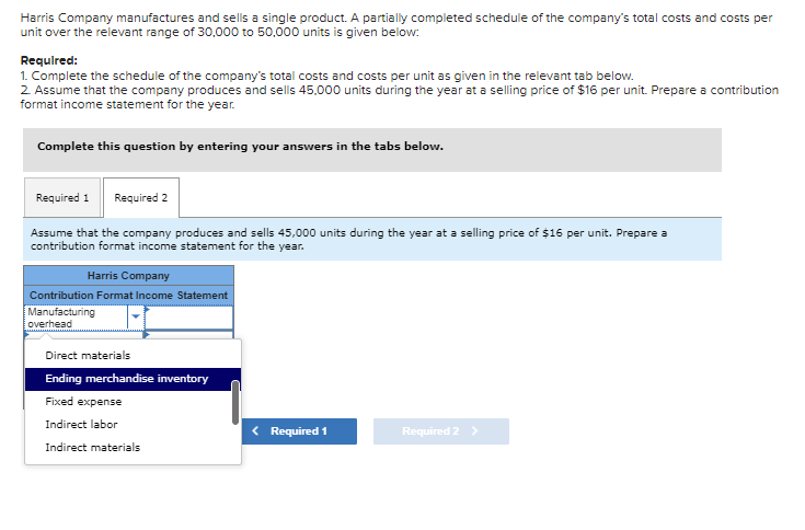 sells a single product. A partially completed schedule of the company's total