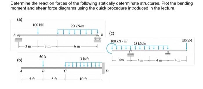 indeterminate structures. Can you answer A please Determine the reaction forces of