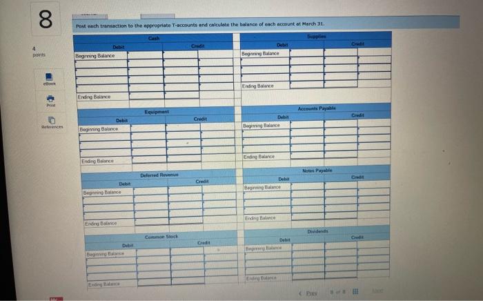 are the transactions for Baste Sewing Shop for March, the first month