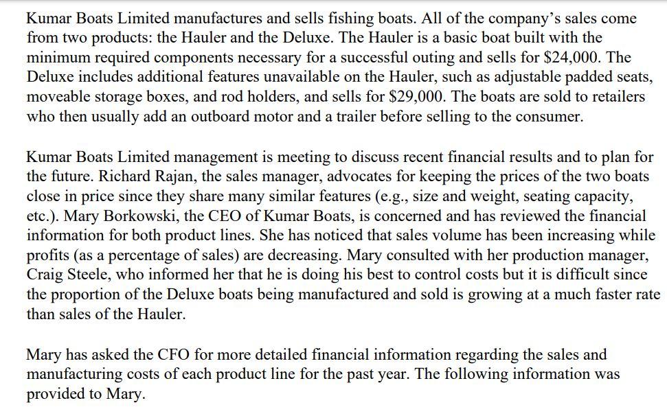 please complete, same question on here with poorly organized answer. Kumar Boats