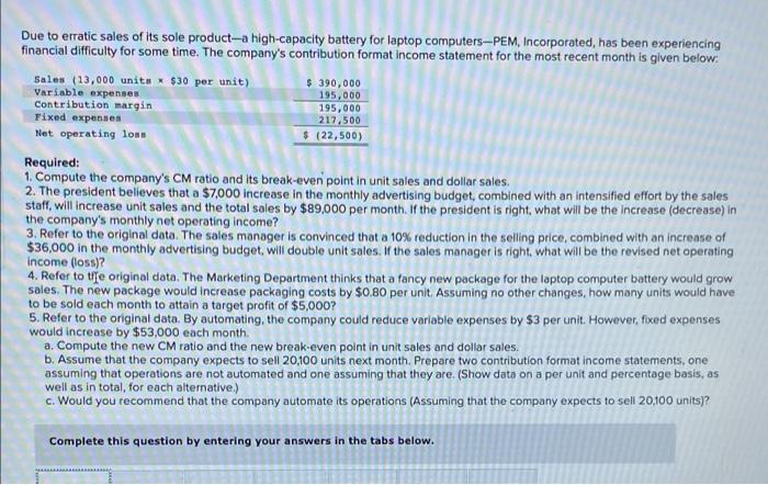CM ratio, break even points increase/decrease of unit sales net operating income/loss