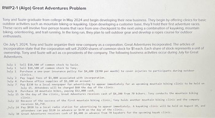  The first question on the General Ledger asks for individual entries