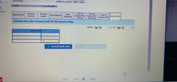 used-cutting Direct materials used-stitching $ 165.000 28.750 Direct labor Direct labor-Cutting Direct