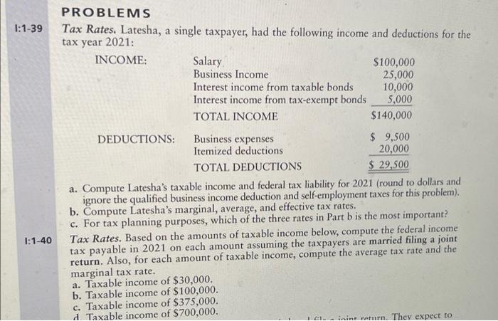  Need this problems answer in this excel format. 1:1-39 PROBLEMS Tax