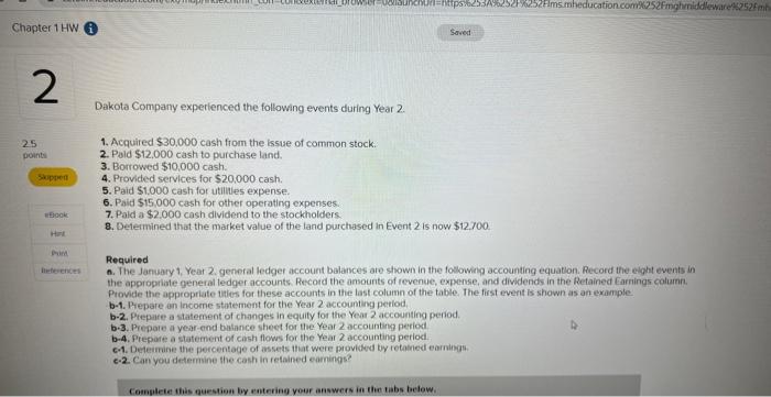 Please help! Chapter 1 HW 2 25 points Skippen eBook Punt References