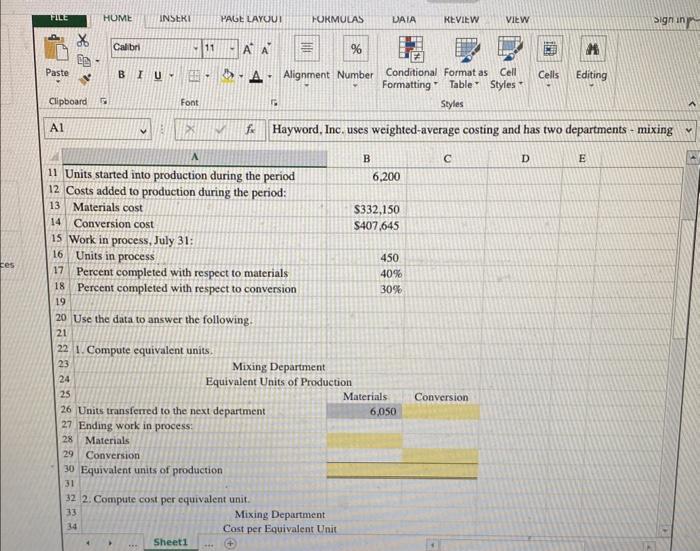 the Weighted-Average Method 1. Compute the equivalent units of production using the