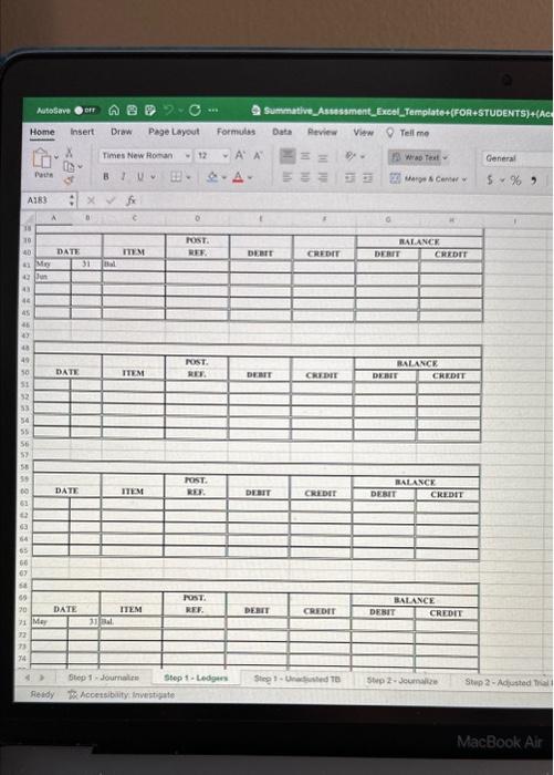 and list of transactions that occur during the month of June) to