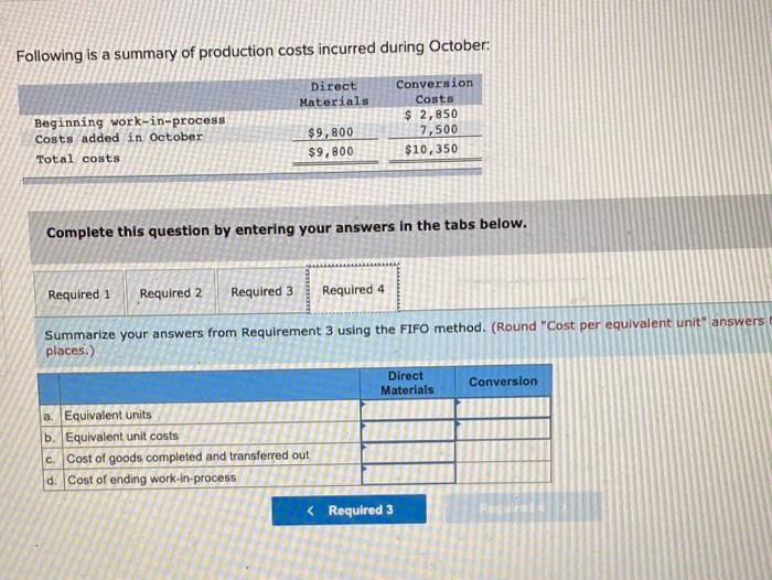 recorded in the ending Work-in-Process Inventory. Smith Electronic introduces all direct materials