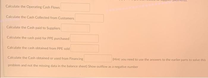 sold is now shown Cash Flows The following (partial) financial statements are