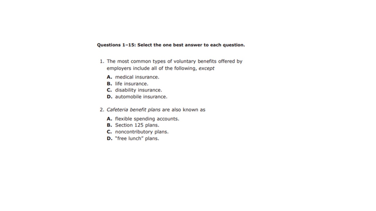  Questions 1-15: Select the one best answer to each question. 1.