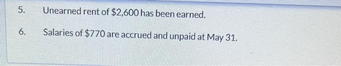 its trial balance before adjustment on May 31. Other data: 1. Insurance