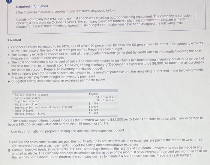 i need the missing information please Required Information [The following information applies