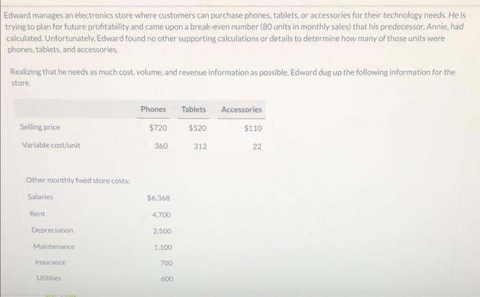 need help with part B Edward manages an electronics store where customers