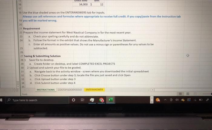 Review the following amounts for West Nautical Company. Assume that the Maw