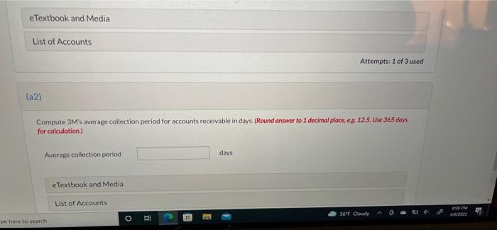 (Round answer to 1 decimal place, eg. 12.5.) Accounts receivable turnover ratio