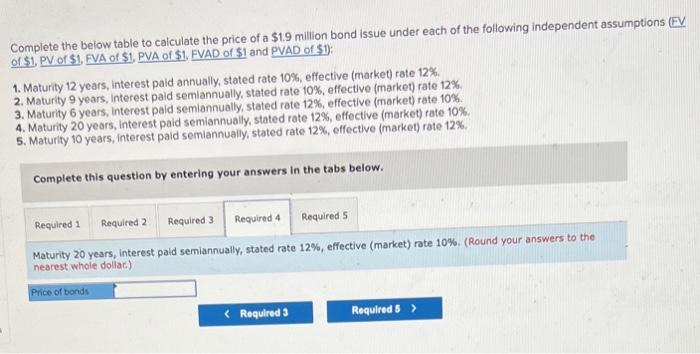 FVAD of $1 and PVAD of $1; : 1. Maturity 12 years,