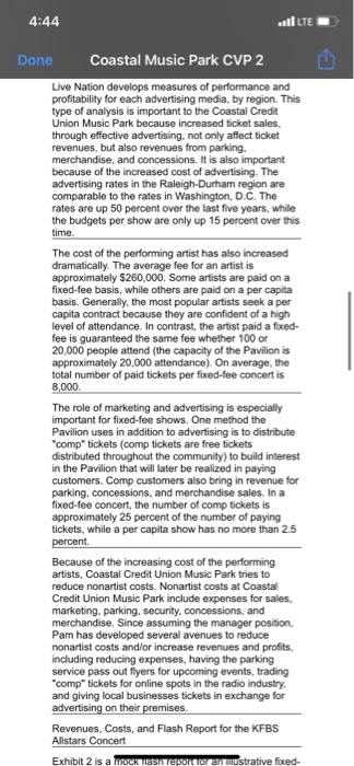 of the Coastal Credit Union Music Park, was reviewing the operating results