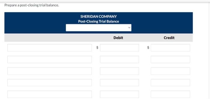 in order of liquidity.) SHERIDAN COMPANY Balance Sheet Assets is Liabilities and