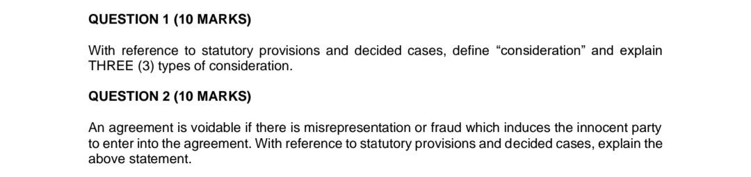 With reference to statutory provisions and decided cases, define "consideration" and