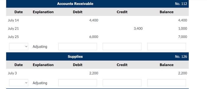 $700 of cleaning supplies on hand at July 31. (5) Accrued but