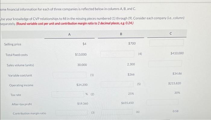 need help please fill out the empty boxes with the correct numbers