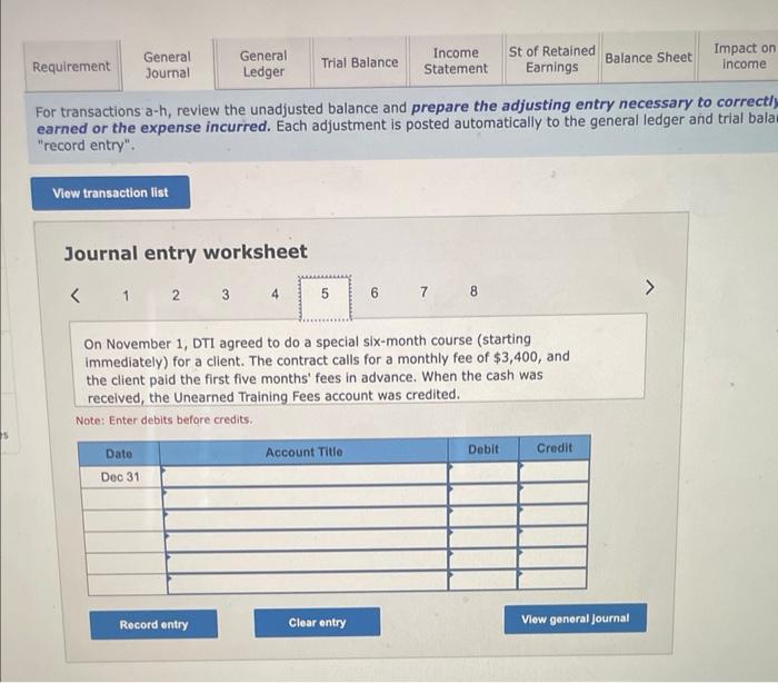 balance sheet accounts. Descriptions of items a through h that require adjusting