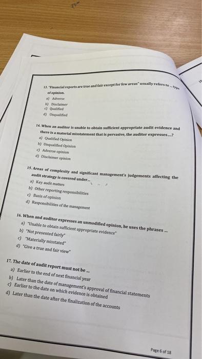  principls of auditngPlease put the answer code only, please answer all