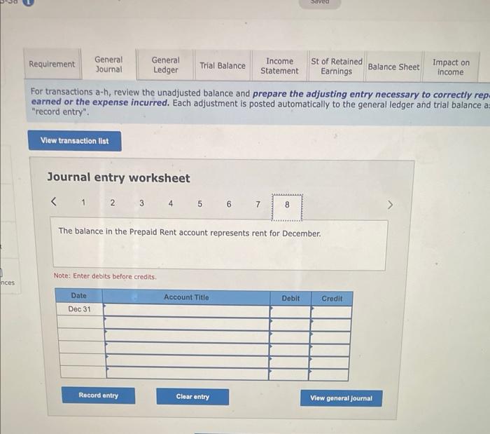 that teaching supplies costing $3,800 are available at year-end. c. Annual depreciation