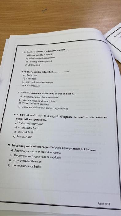  principls of auditngPlease put the answer code only, please answer all