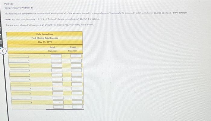 Part 10: Comprehensive Problem 1: The following is a comprehensive problem which