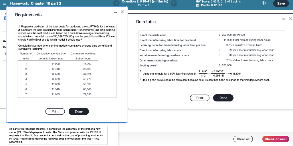 I need help with requirements 1 and 2 Homework: Chapter 10