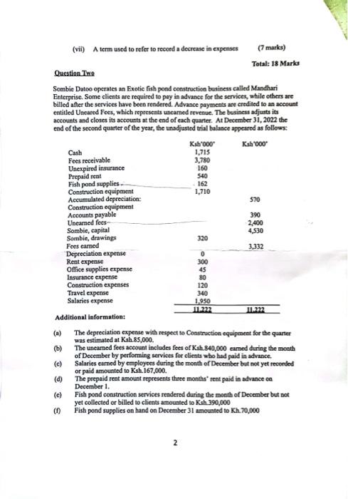  (vii) A term used to refer to record a decrease in