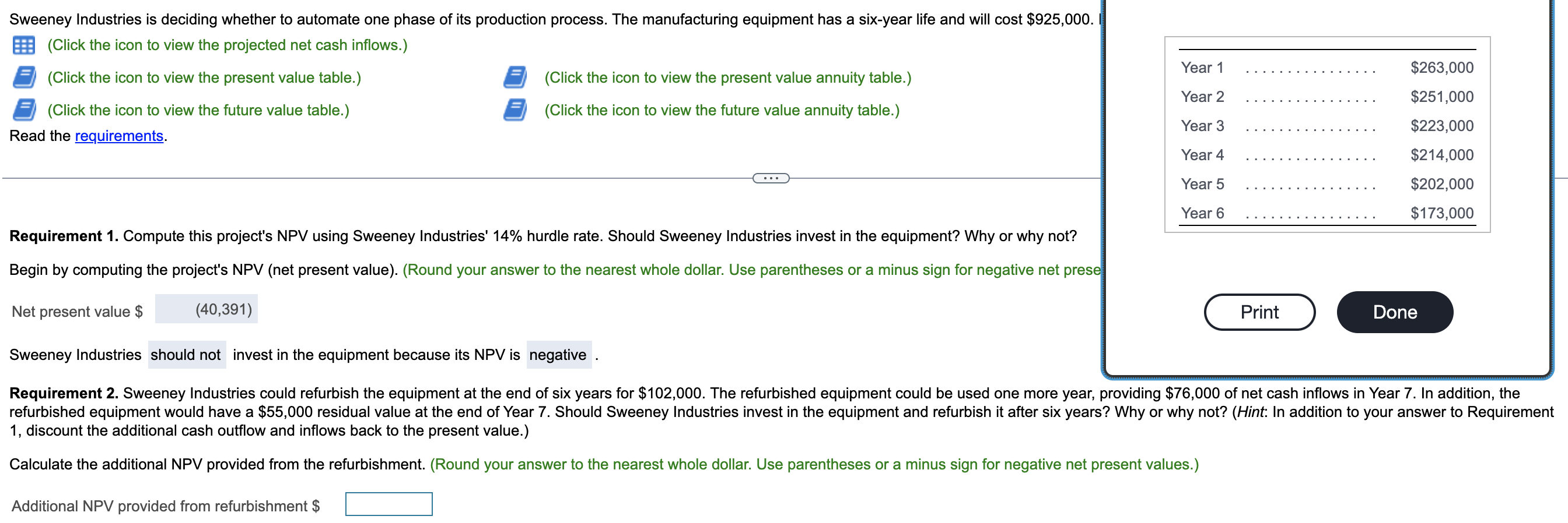 Just answer #2 please. Sweeney Industries is deciding whether to automate one