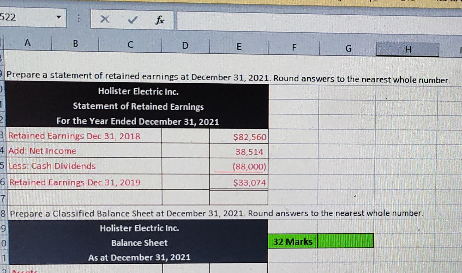 earnings, this one i wrong. And then prepare a balance sheet. And