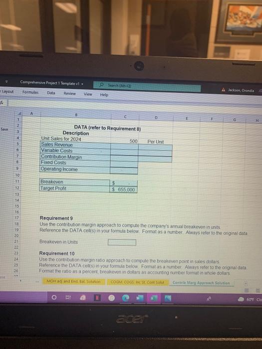 Variable Costs Contribution Margin Fixed Costs Operating Income 7 B o 10