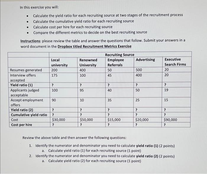 answer All 4 questions please! In this exercise you will: - Calculate