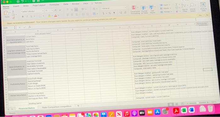  Use the template and complete the identified financial ratios for best