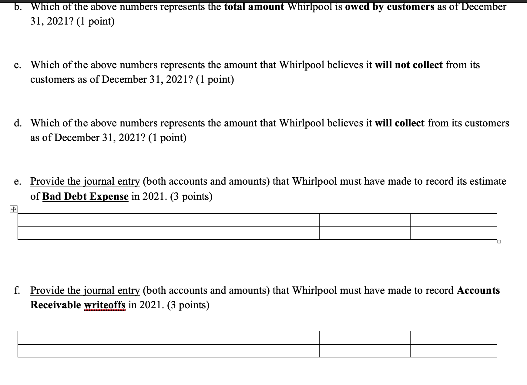 2 and Problem #3 Problem 2 (11 points) The Accounts Receivable balance